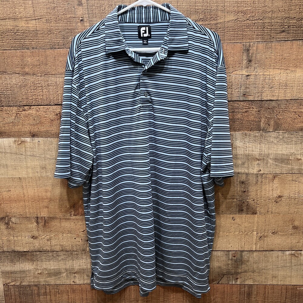 Footjoy FJ Men’s Blue Striped Golf Shirt Polo Size XXL